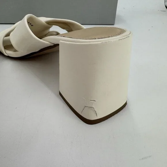 Everlane The Day Twist Heel Sandals sz 9 Parchment Slip-on Leather Block Heel - Picture 6 of 9